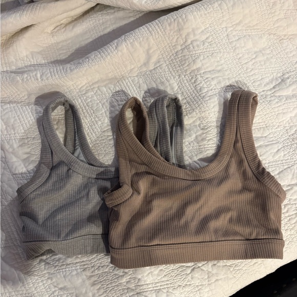 ALO Yoga Ribbed Sports Bra in Taupe - Picture 6 of 6